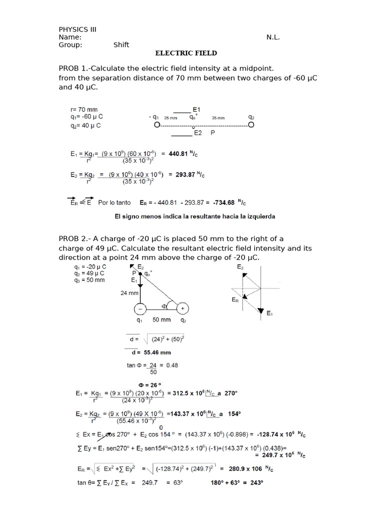 Electric Field Calculations in Physics III | PDF
