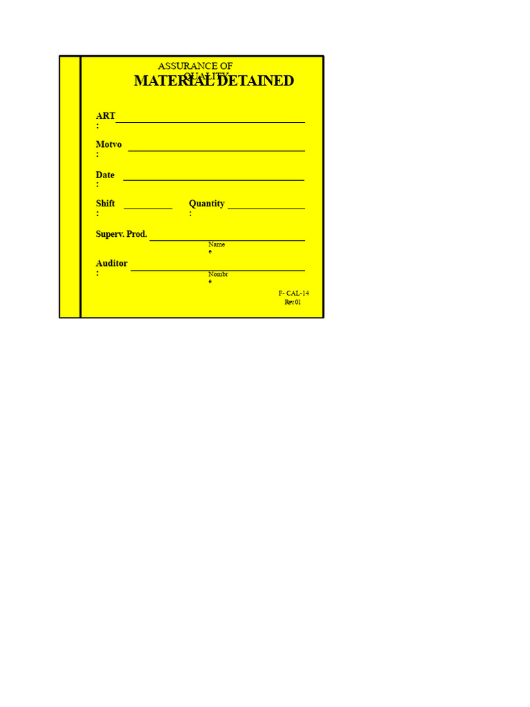 Material Stop Tag | PDF