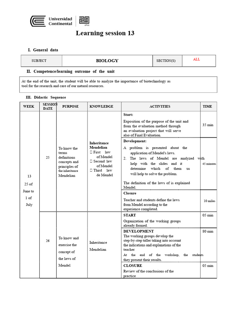 Session 13 - Mendel's Laws | PDF | Heredity | Evaluation