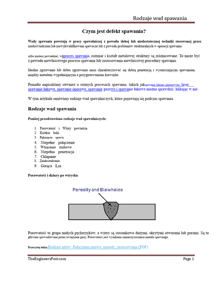 Rodzaje Wad Spawania | PDF