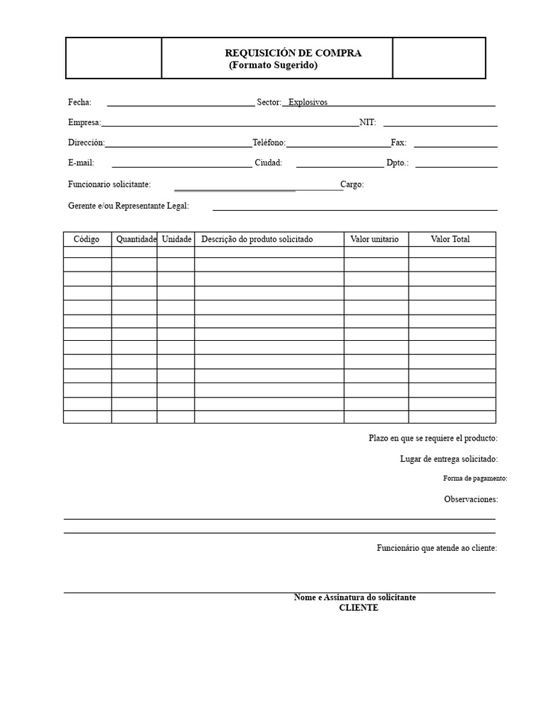 Formato de Requisição de Compra Word | PDF