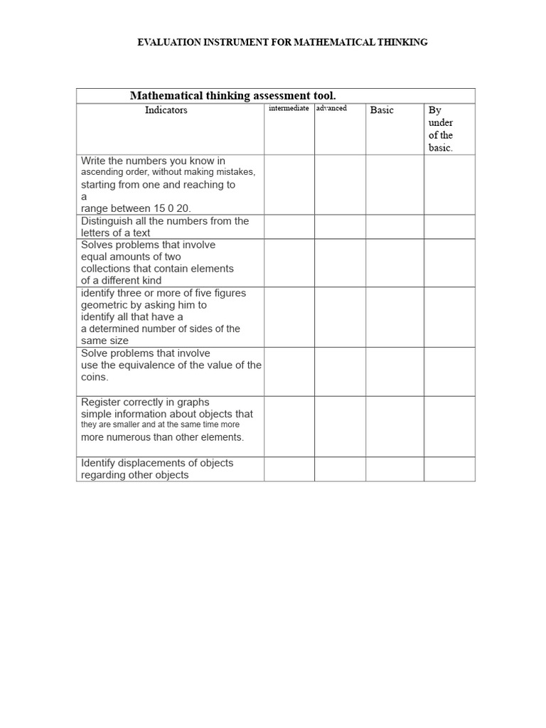 Evaluation of Preschool Mathematical Thinking | PDF | Mathematics | Shape