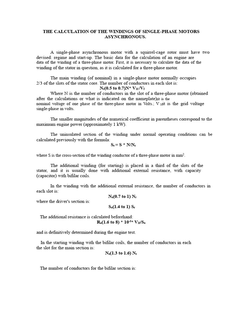 The Calculation of The Windings of Single-Phase Asynchronous Motors ...