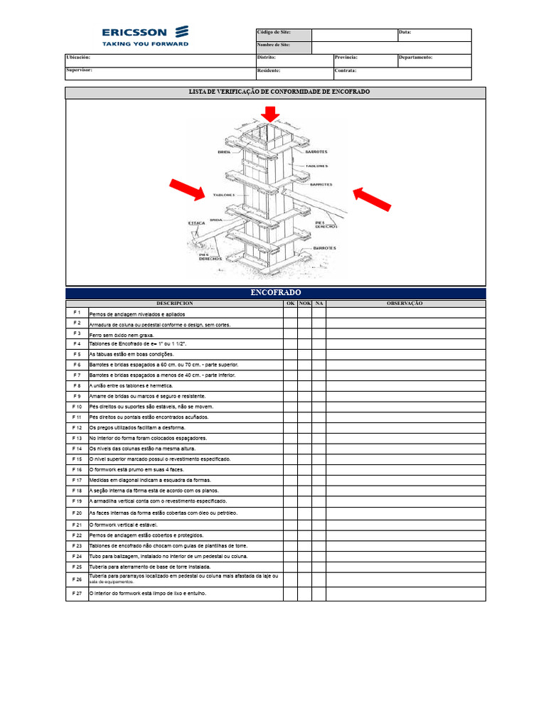 Checklist de Conformidade de Encofrado | PDF