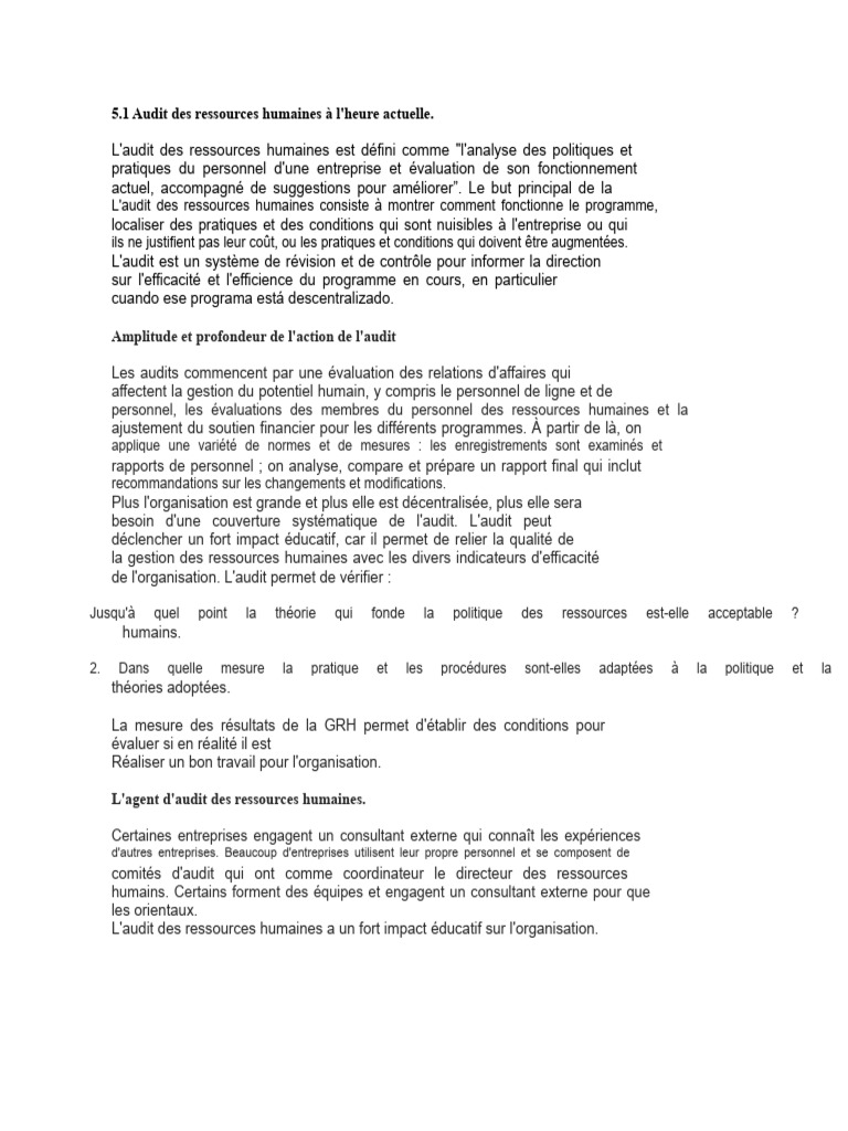 Audit des ressources humaines : Guide complet | PDF | Gestion des ...