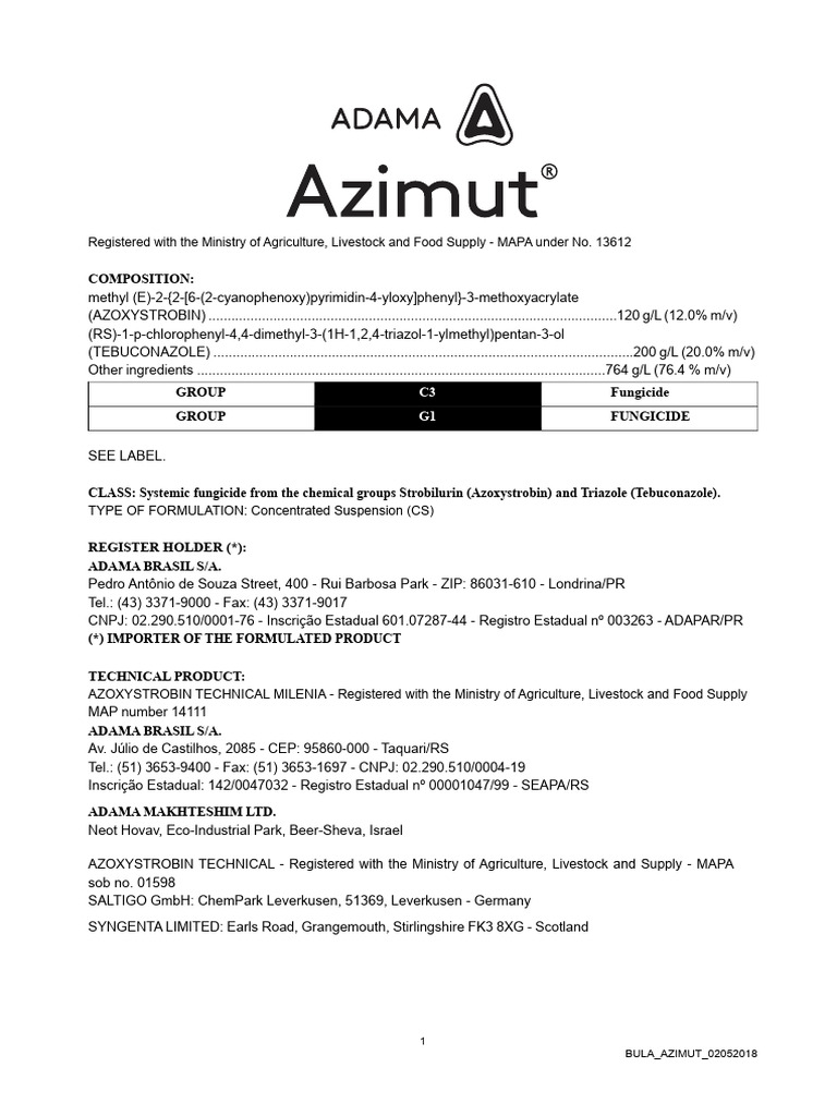 Azimut® - Package Insert | PDF | Personal Protective Equipment | Toxicity