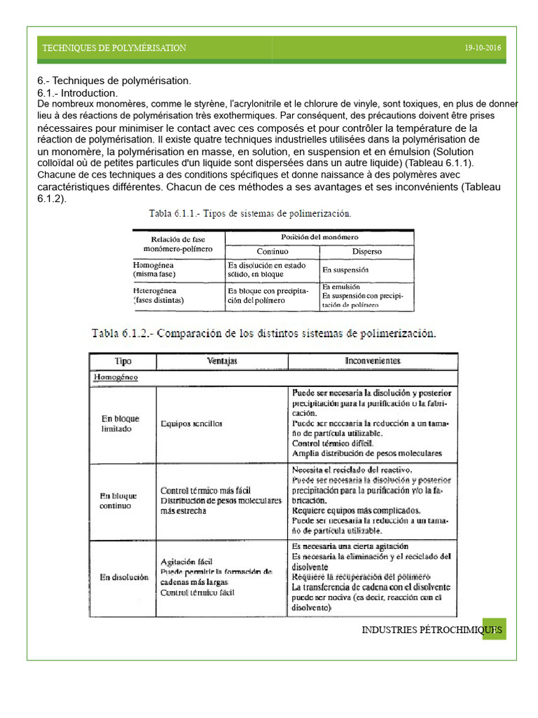 Techniques de polymérisation expliquées | PDF | Émulsion | Polymérisation