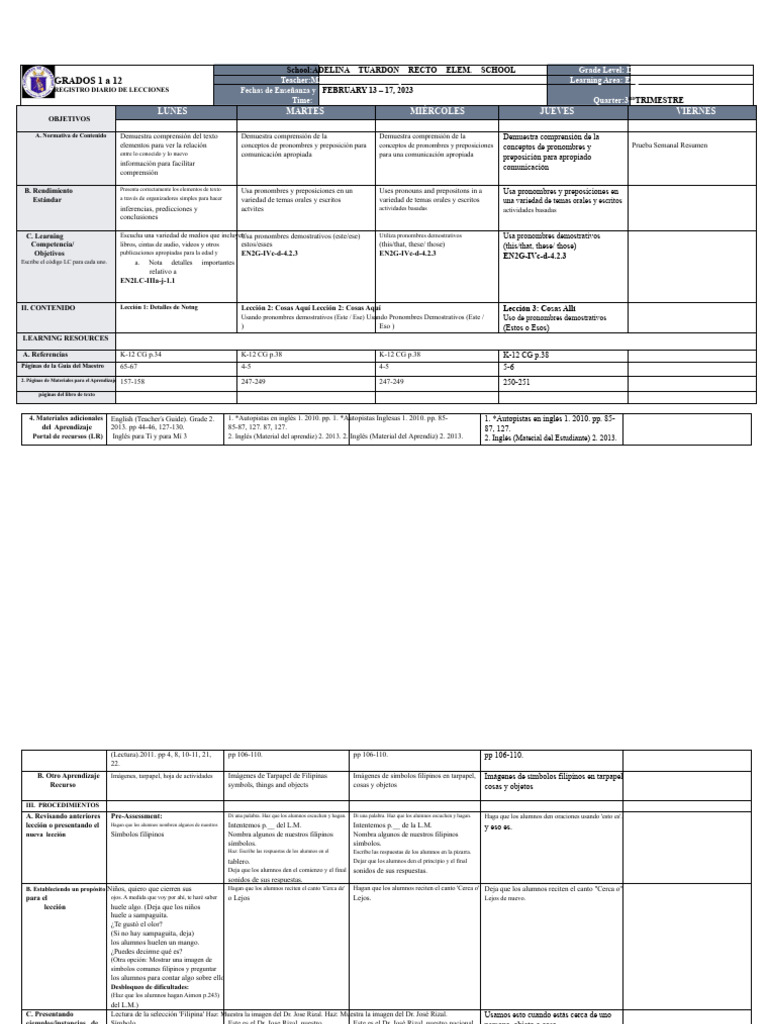 Inglés 2 Trimestre 3 Semana 1 | PDF | Enseñando | Aprendizaje