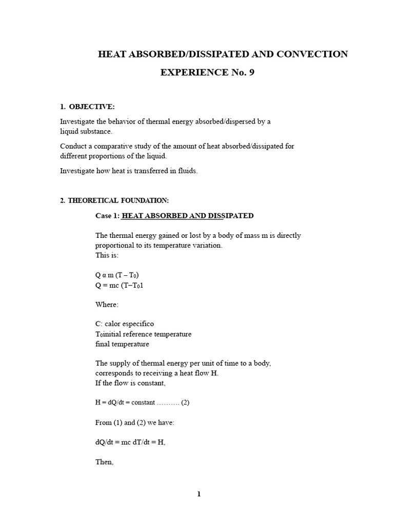 Physics Laboratory 2 - Report 9 Heat Absorbed | PDF | Heat | Convection