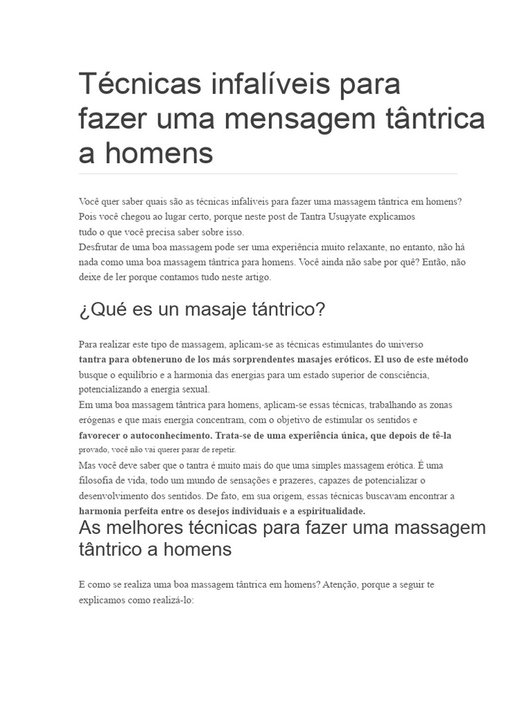 Técnicas de Massagem Tântrica Masculina | PDF | Massagem | Tantra