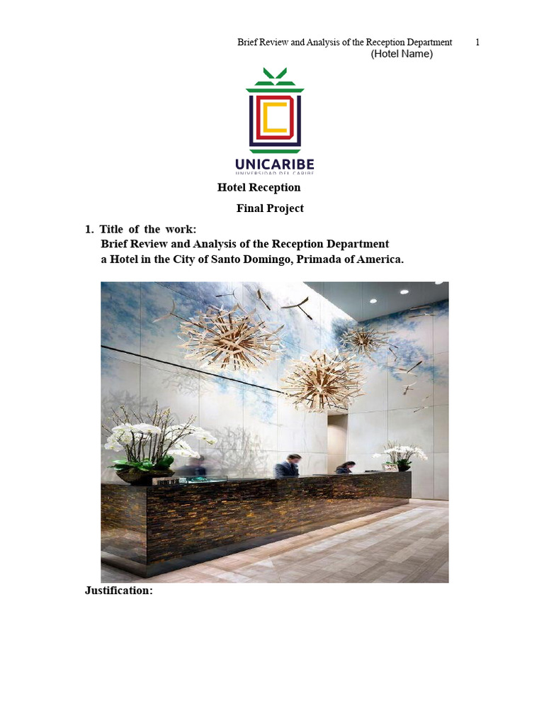 Hotel Reception Department Analysis | PDF