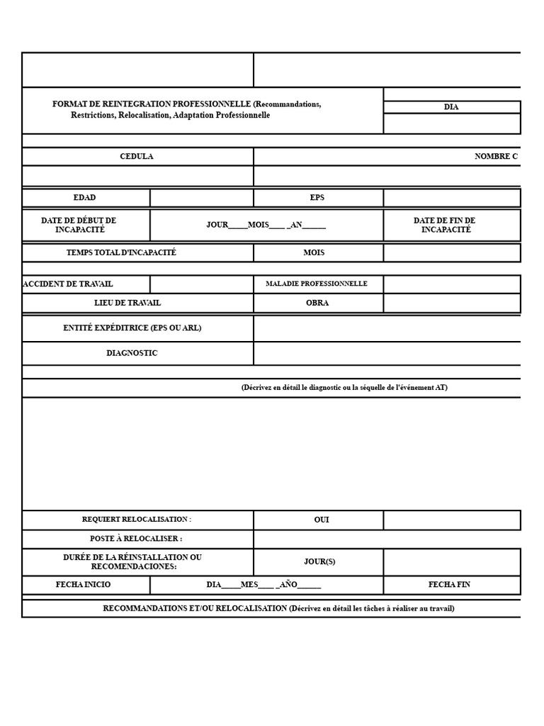 Format de Réintégration Professionnelle | PDF | Conditions de travail ...