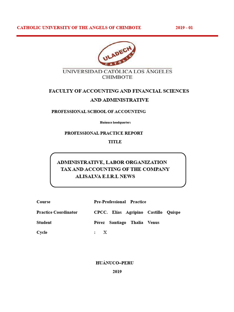 Pre-Professional Practices Report Completed Thalia Uladech PDF | PDF ...