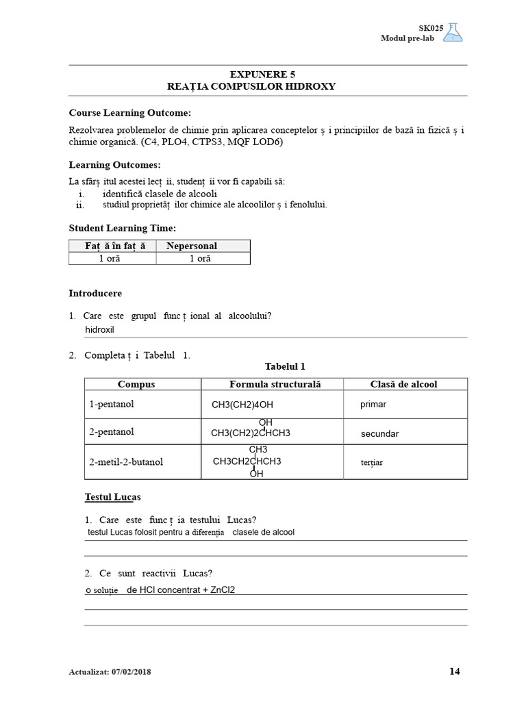 Pre-Laborator Chimie Exp 5 | PDF