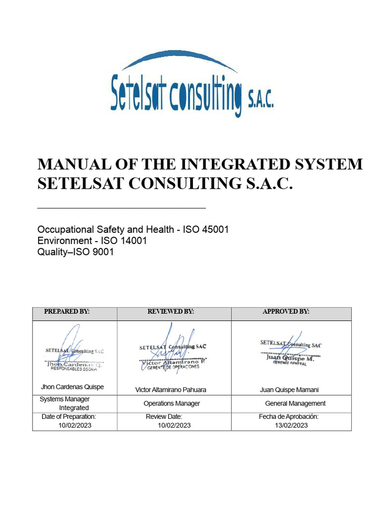 Integrated Management System Manual | PDF | Occupational Safety And ...