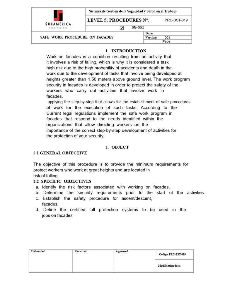 Safe Work Procedure for Facades | PDF | Safety | Occupational Safety ...