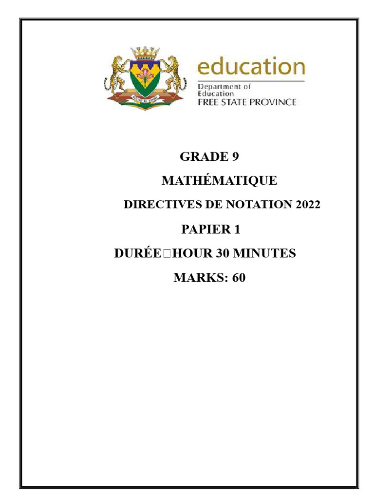 Directives de Notation Math 9e 2022 | PDF | Mathématiques | Algèbre