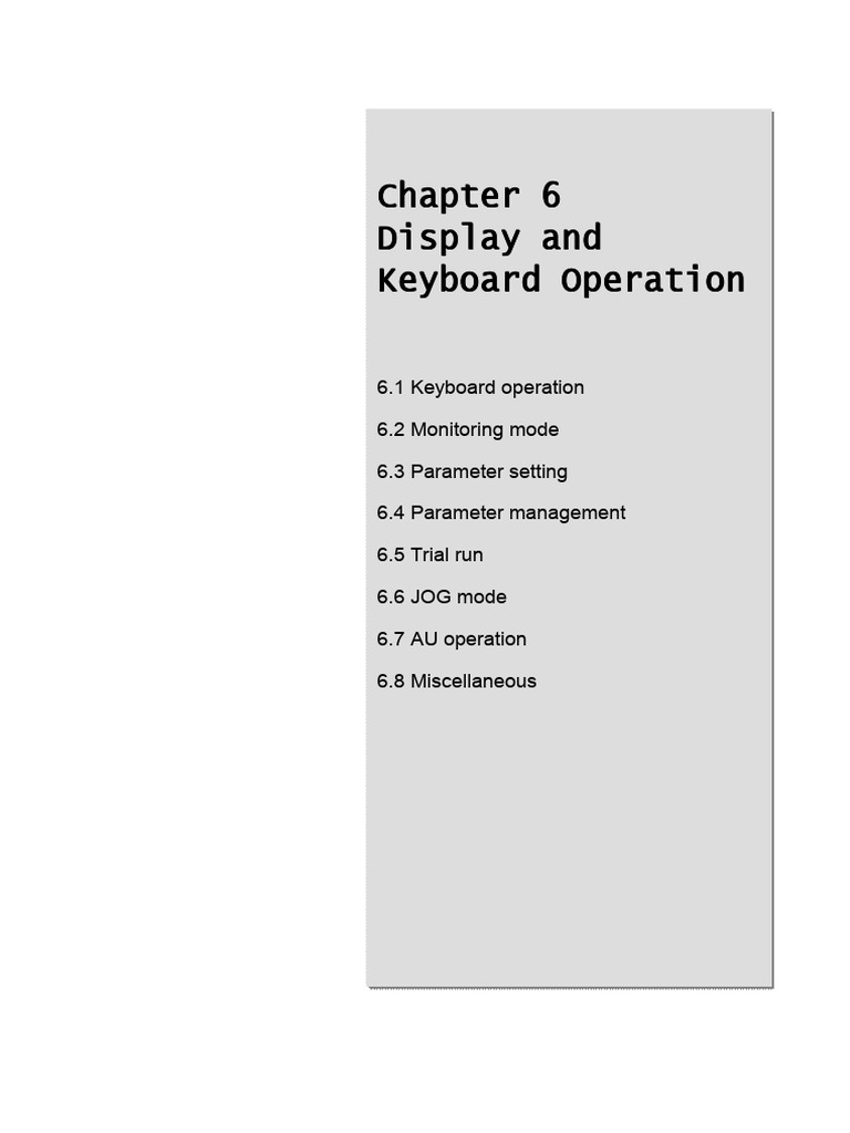 Keyboard Operation and Parameter Settings | PDF | Backup | Parameter ...
