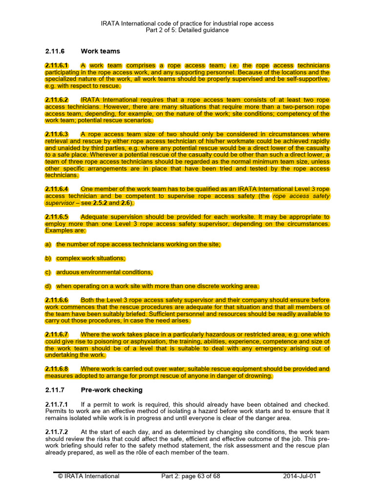 IRATA Rope Access Team Guidelines | PDF | Risk | Risk Assessment