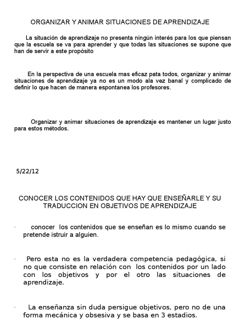 Organizar y Animar Situaciones de Aprendizaje