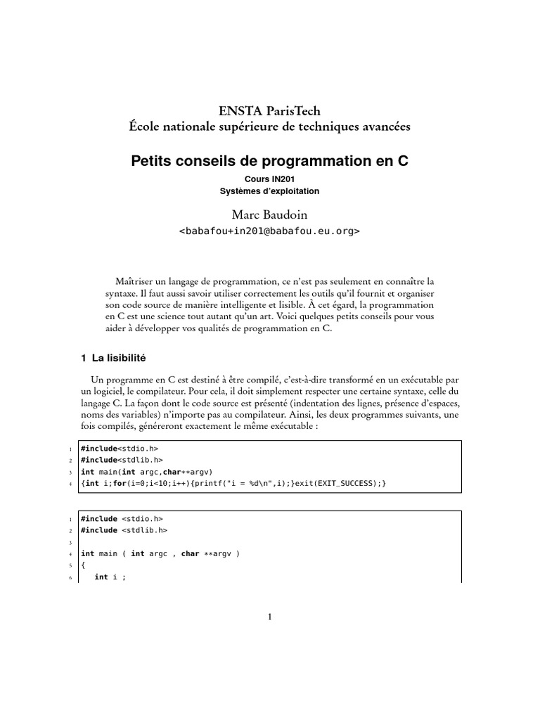 Conseils de programmation en C | PDF | Génie logiciel | Développement ...