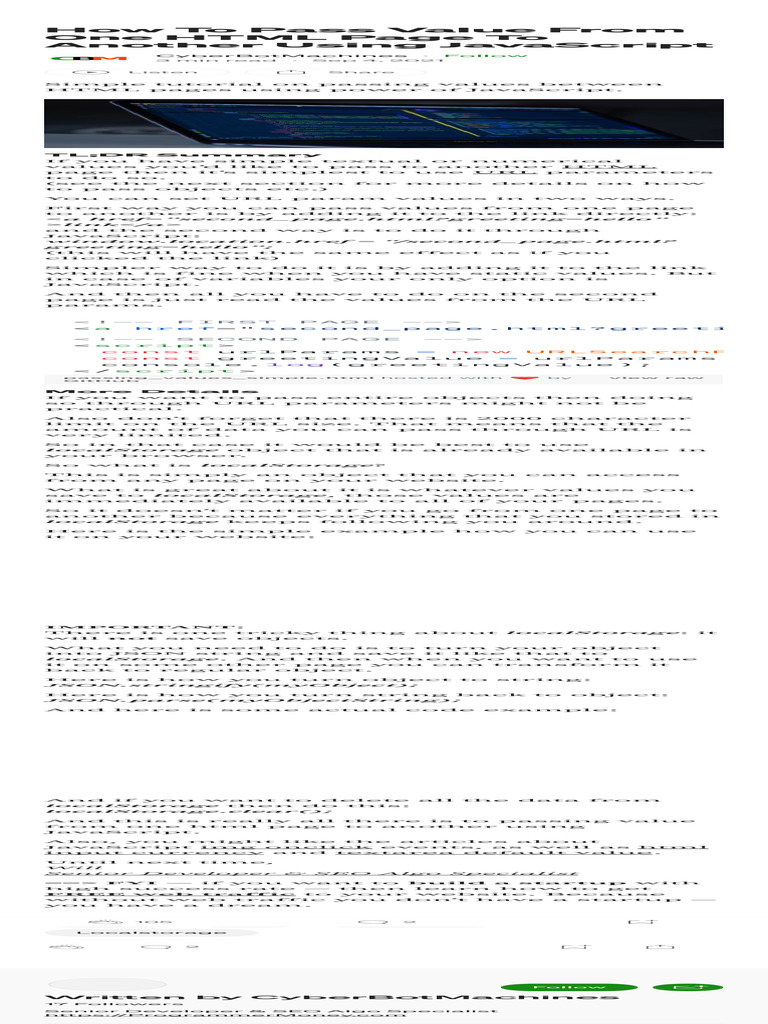 How To Pass Value From One HTML Page To Another Using JavaScript by ...