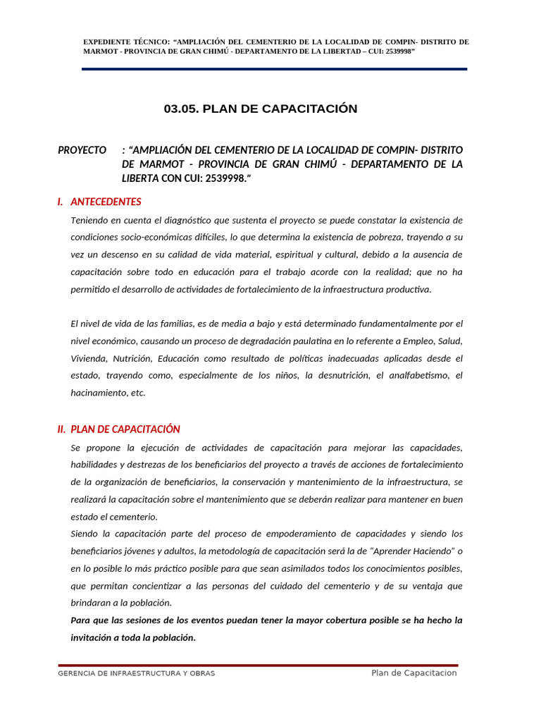 Plan de Capacitacion | PDF | Creación de capacidad