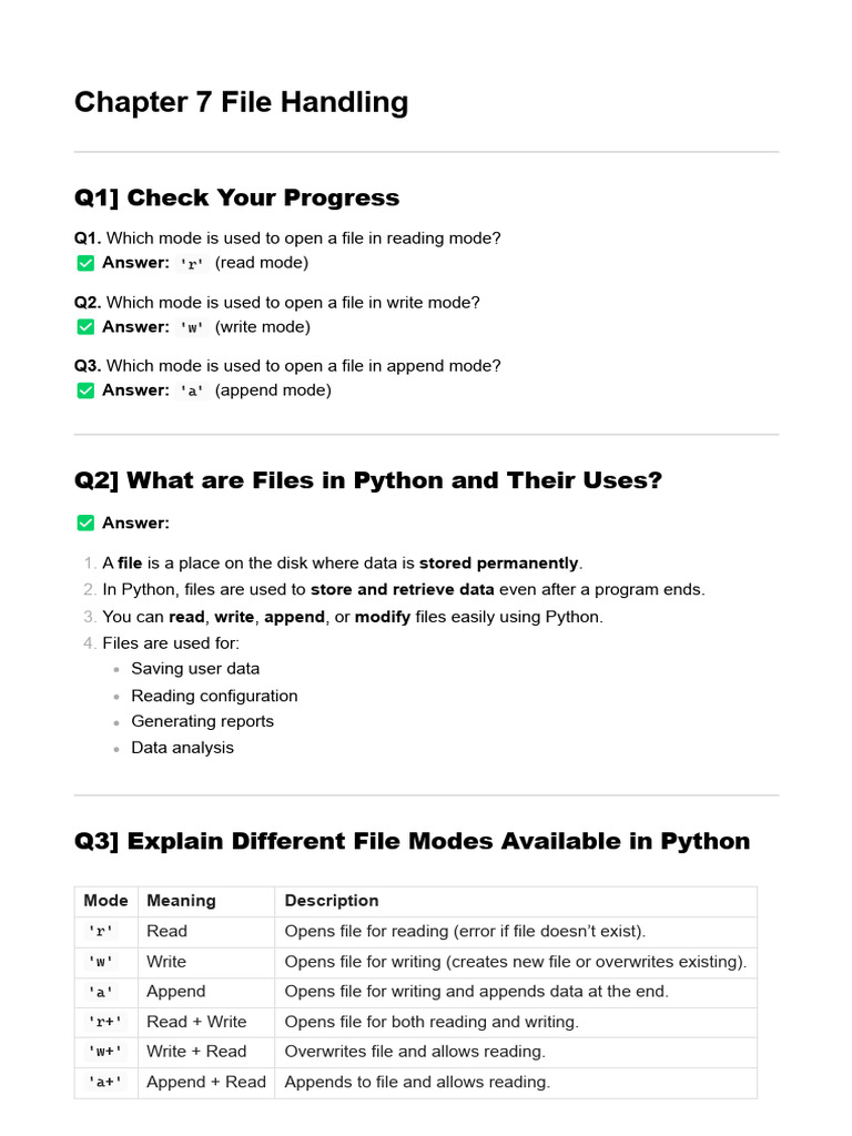Chapter 7: File Handling in Python | PDF | Text File | Computer File