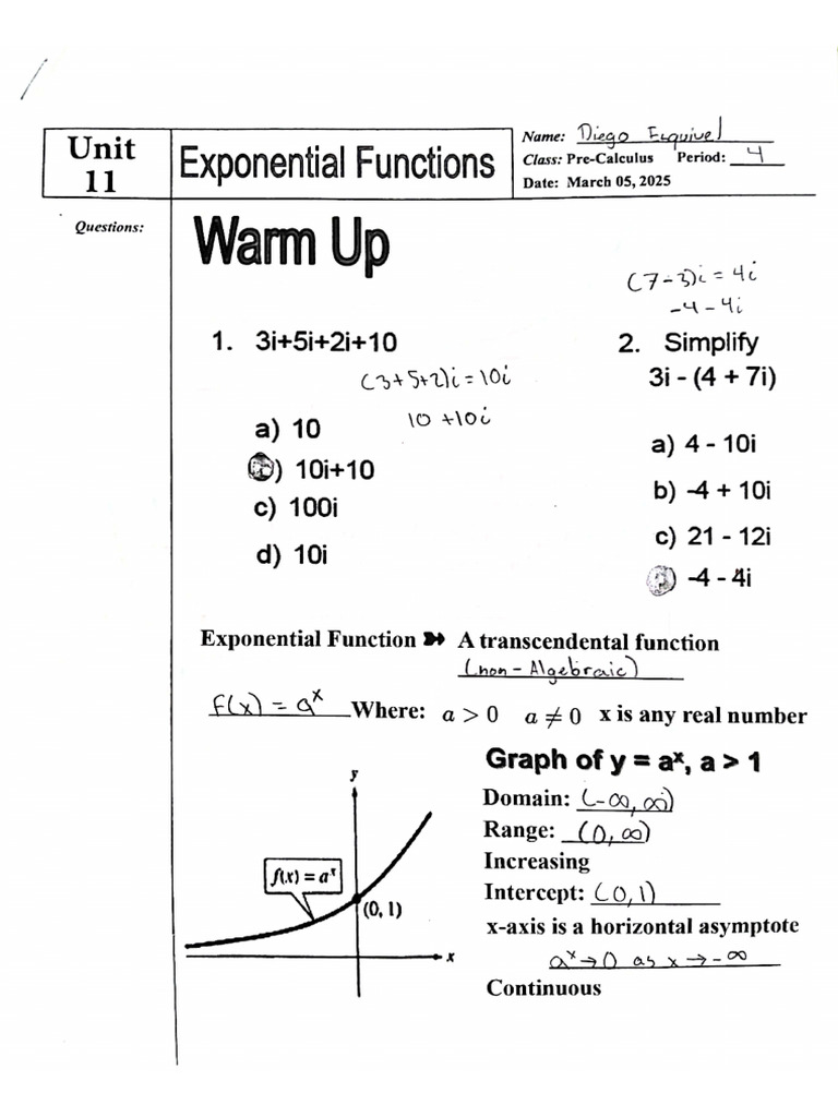 Unit 11 Exponential Functions | PDF