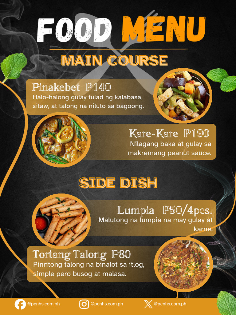 Diverse Filipino Food Menu Options | PDF