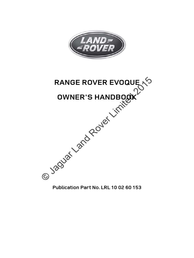 Range Rover Evoque Owner's Handbook | PDF | Vehicles | Car