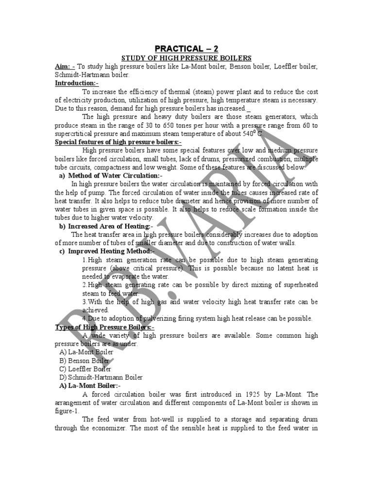 Study of High Pressure Boilers | PDF | Boiler | Steam