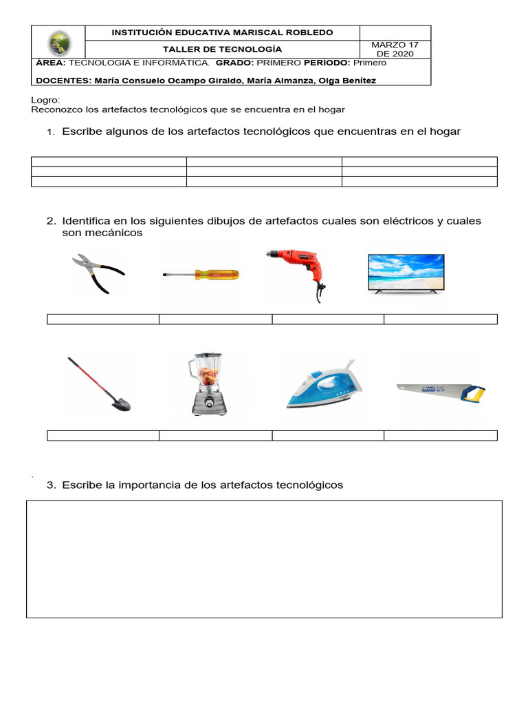 Taller de Tecnologia Grado 1 | PDF