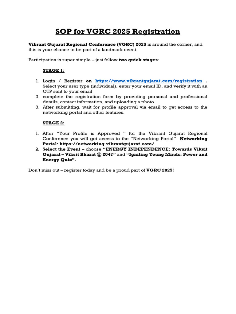 VGRC 2025 Registration Guide | PDF