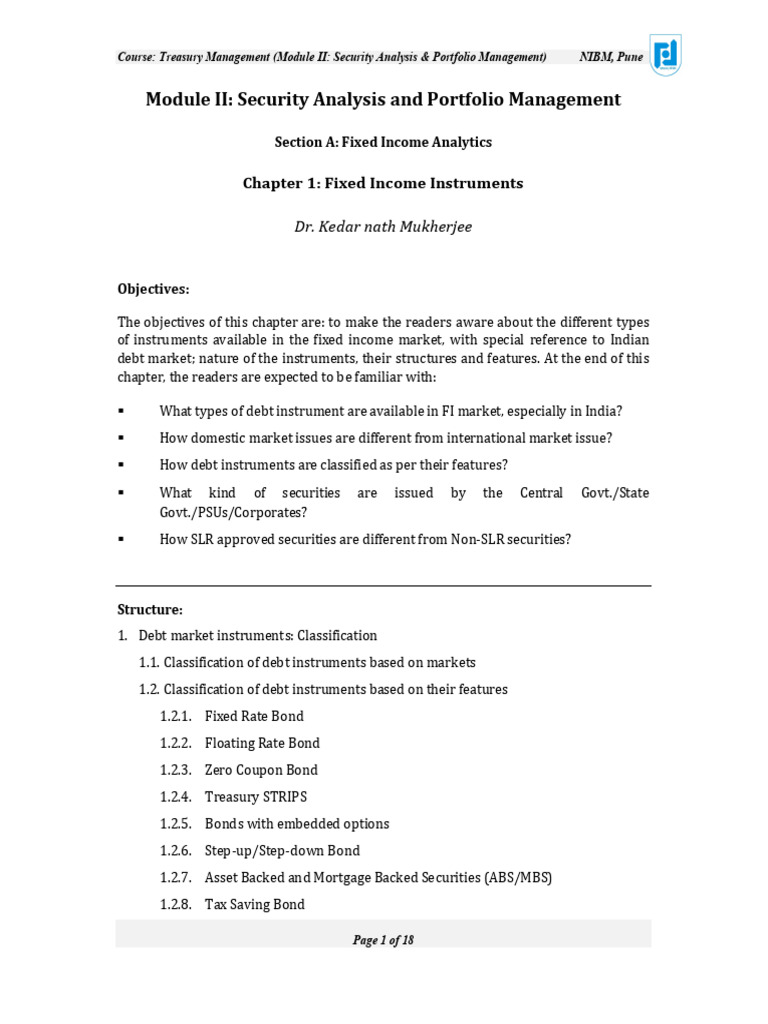 Fixed Income Instruments in India | PDF | Bonds (Finance) | Securities ...
