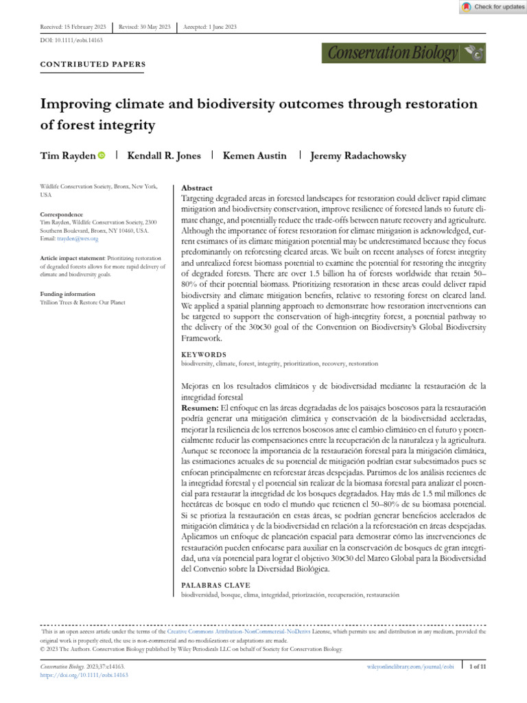 Forest Restoration for Climate and Biodiversity | PDF | Forests ...