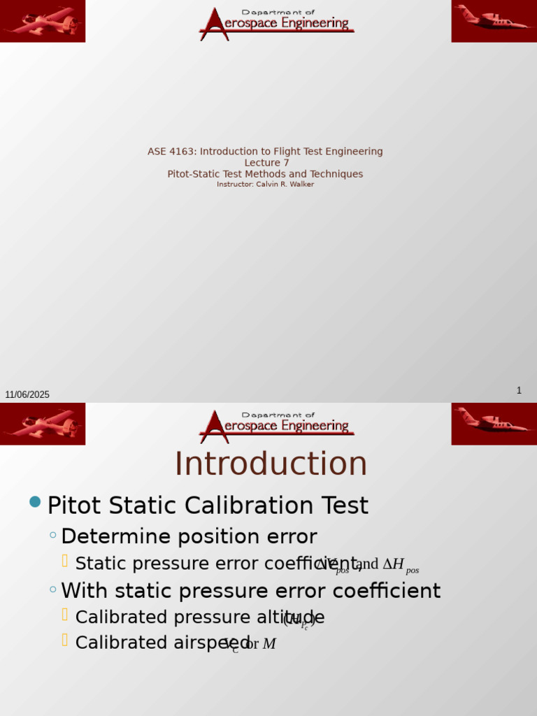 ASE 4163 Flight Test Engineering Lecture 7 | PDF | Airspeed | Aviation
