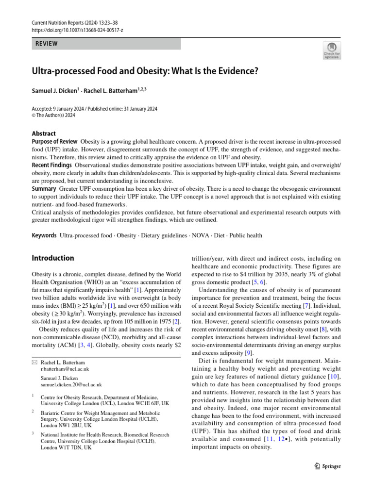 Ultra-Processed Foods and Obesity Evidence | PDF | Obesity | Dieting