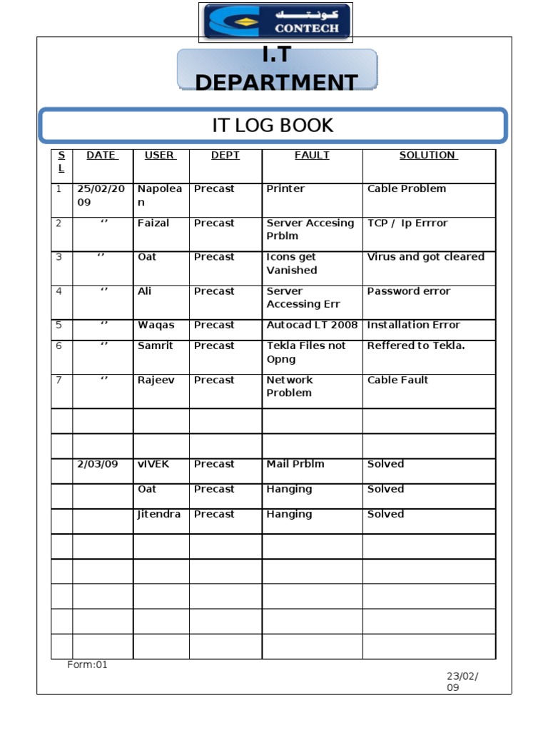 It Log Book | PDF | Computers