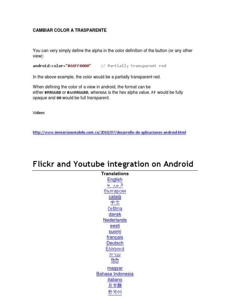 Set Transparent Color in Android | PDF