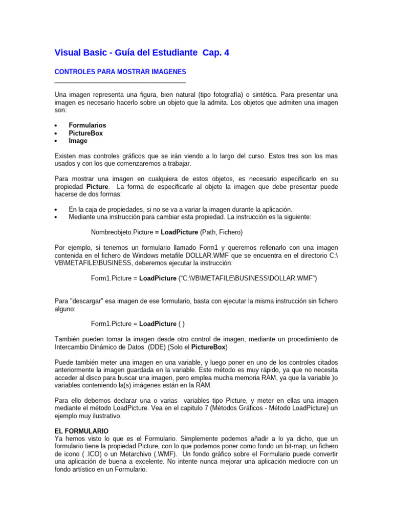 Controles de Imágenes en Visual Basic | PDF | Ventana (informática ...