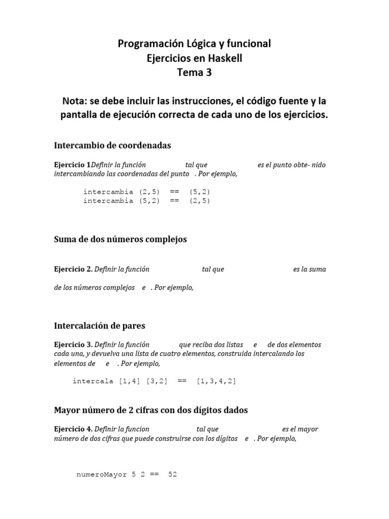 Ejercicios de Haskell en Programación Lógica | PDF