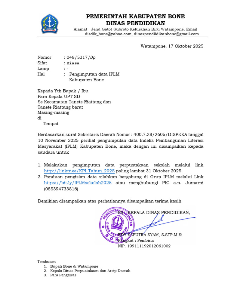 Pengimputan Data IPLM Kabupaten Bone | PDF