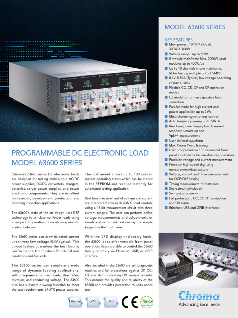 Chroma 63600 Series DC Electronic Load | PDF | Power Supply ...