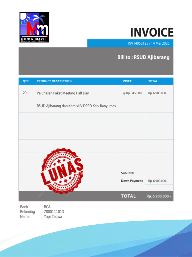 Half Day Meeting Invoice RSUD Ajibarang | PDF