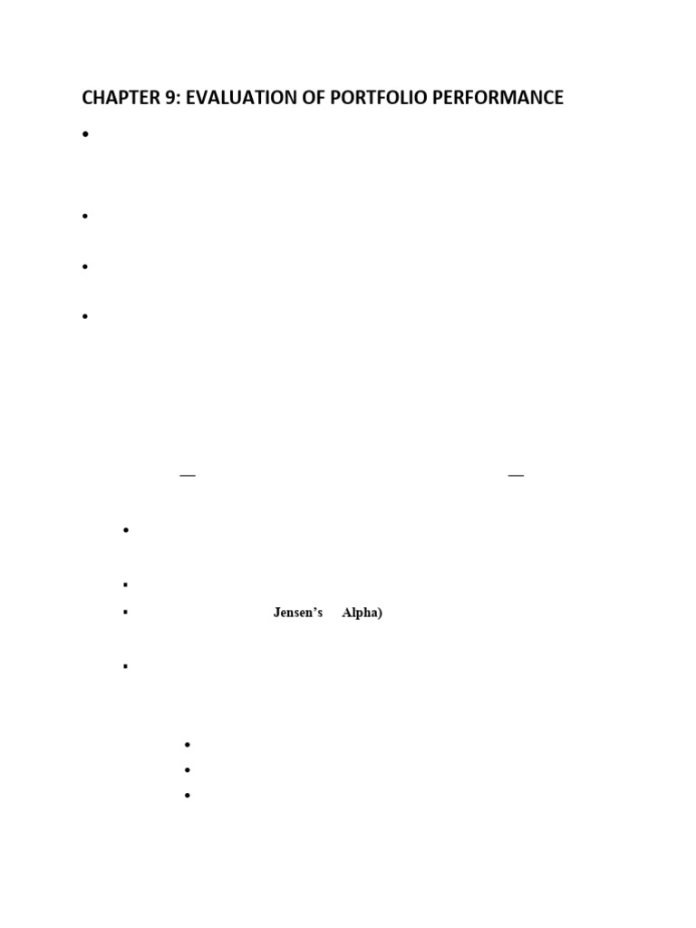 Summary of CHAPTER 9 EVALUATION OF PORTFOLIO PERFORMANCE | PDF ...