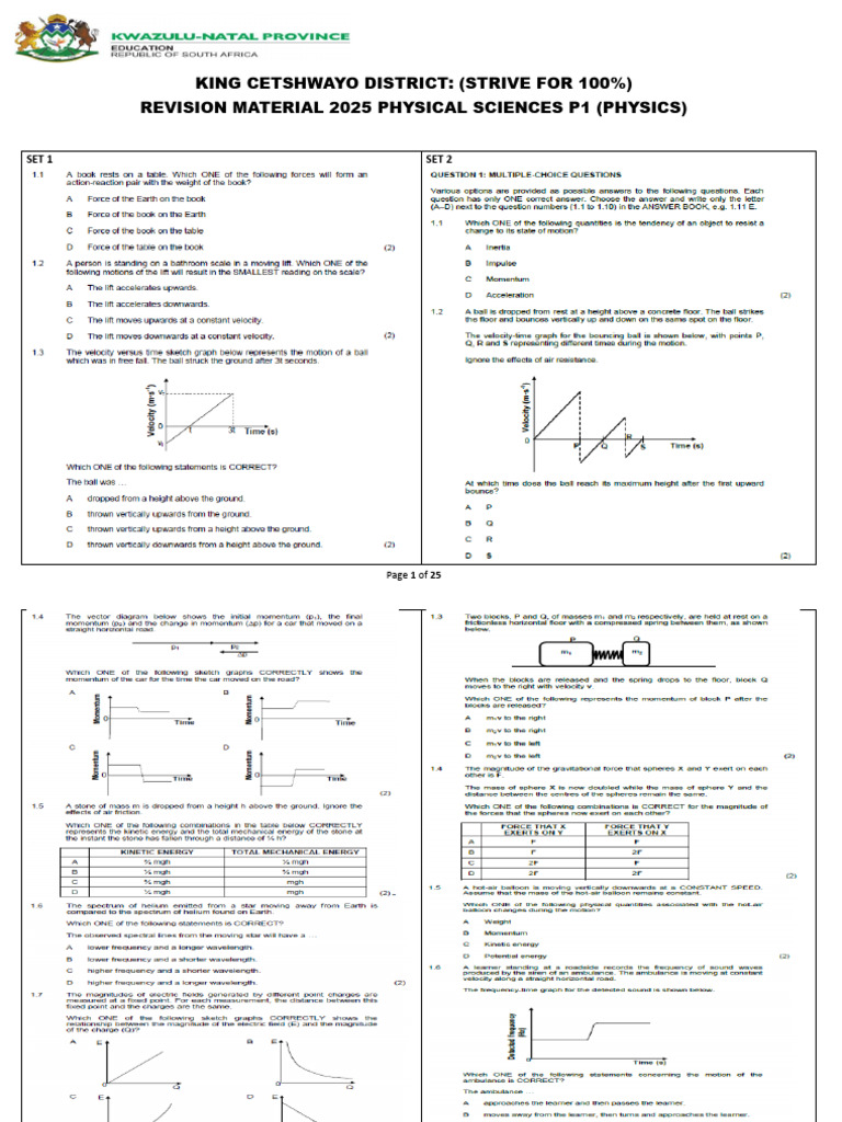 Revision Material Physics P1 of 2025 (1) | PDF