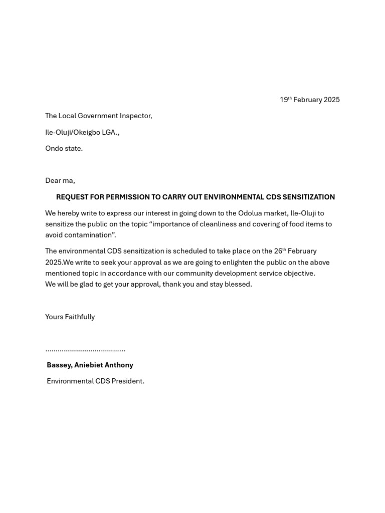 Environmental Sensitization Request Letter | PDF