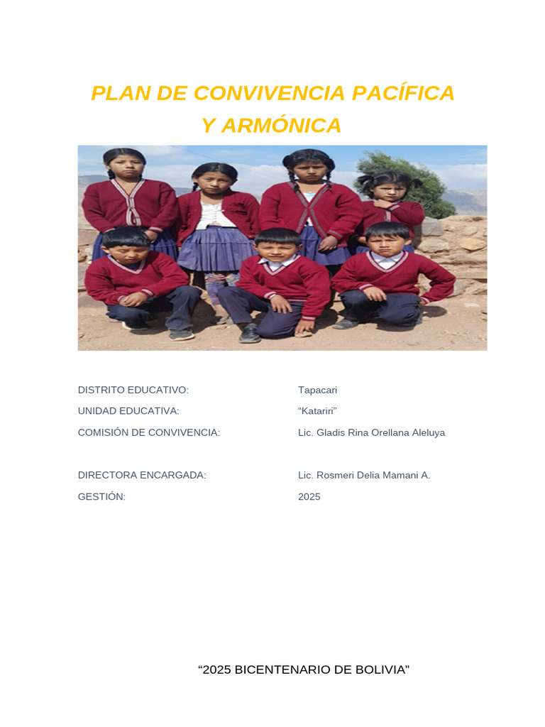 Plan de Convivencia Escolar 2025 | PDF | Aprendizaje | Inclusión ...