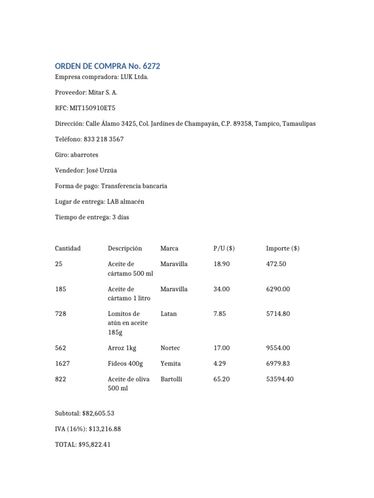 Orden de Compra y Factura MX | PDF